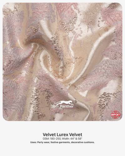 Imported Velvet Lurex Fabric 180-250 GSM | 44” & 58” Width | Party Wear & Decorative Cushions in Surat
